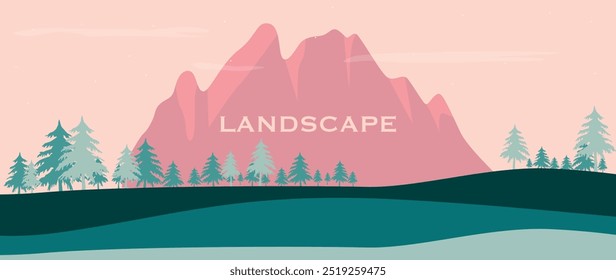 Vector illustration. Minimal abstract landscape. Perfect as a background screen saver, vector design for prints, posters, covers, wall art.