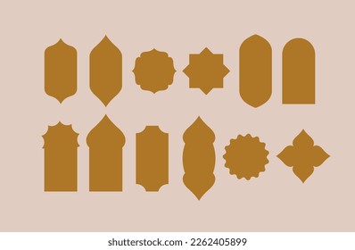 Vector illustration with minimal arches in islamic style. Boho frames for social media