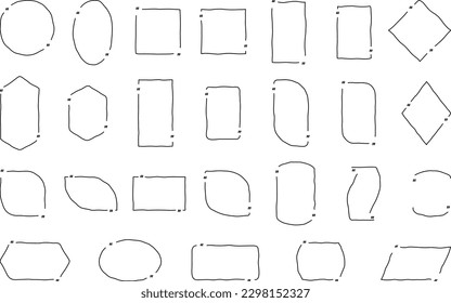 Vector illustration. Minimal contour banners set. Quote outline frames blank template set. Isolated text box in brackets. Citation speech bubble. Doodle hand drawn backgrounds. Design for social media