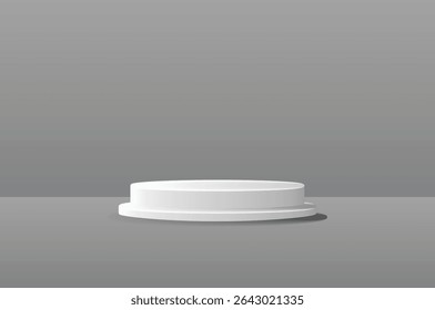 Ilustración vectorial de un podio cilíndrico mínimo o pedestal utilizado para exhibición de productos, maquetas de exhibición o imágenes de presentación.

