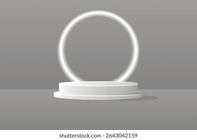 Vector illustration of a minimal cylindrical podium or pedestal used for product display, exhibition mockups, or presentation visuals.

