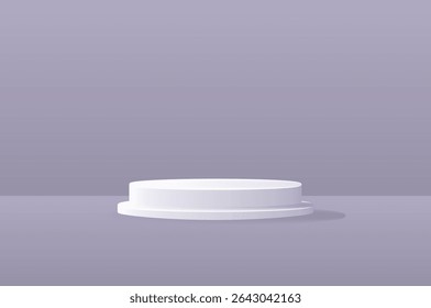 Vector illustration of a minimal cylindrical podium or pedestal used for product display, exhibition mockups, or presentation visuals.

