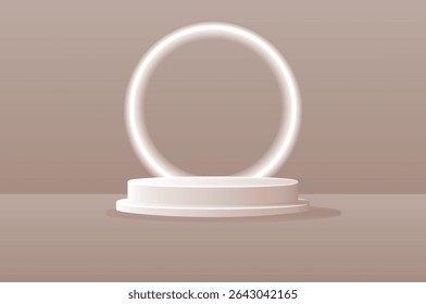 Vector illustration of a minimal cylindrical podium or pedestal used for product display, exhibition mockups, or presentation visuals.

