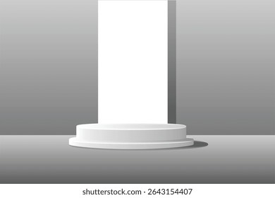 Vector illustration of a minimal cylindrical podium or pedestal used for product display, exhibition mockups, or presentation visuals.