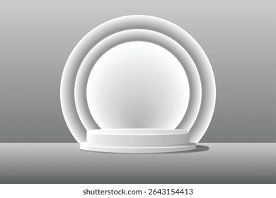 Ilustración vectorial de un podio cilíndrico mínimo o pedestal utilizado para exhibición de productos, maquetas de exhibición o imágenes de presentación.