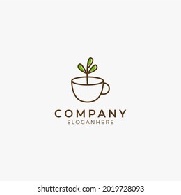 vector illustration of minimal organic coffee logo icon perfect for coffee shop and restaurant