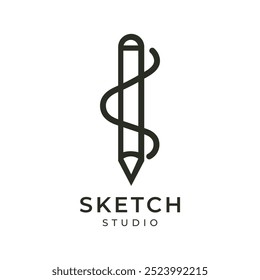 A vector illustration of an minimal pencil logo concepts