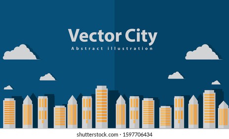 Vector illustration in a minimal simple geometric flat style - city landscape with buildings - banners and abstract horizontal backgrounds with copy space for text - header images for the web