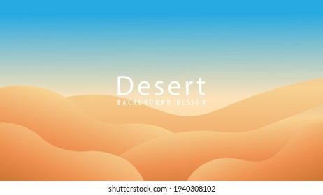 Vector illustration of minimal sunny desert with the blue sky. Wavy shape with soft earthtone color gradient. Panoramic views. Abstract landscape background design template.