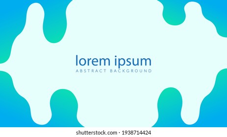 Vector illustration of minimal wavy liquid with blank space. Abstract background design template. Turquoise, blue to green color gradient fluid. 