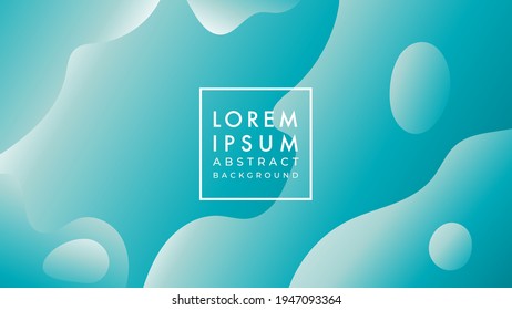 Vector illustration of minimal wavy liquid. Turquoise, white blue green color gradient. Abstract background design template. 