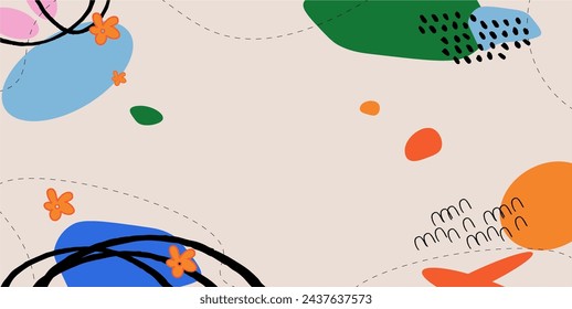 Vector illustration. Minimalism abstract square art templates with floral and geometric elements. Pattern for social media posts, mobile apps, banners design and ads. Drawn cartoon art style.