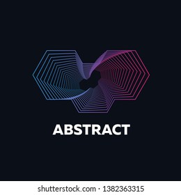 Vector illustration of minimalism, inspired disco 80s music, 3d background, neon, illusion, abstract cover, banner, poster, icon, logo. Vector illustration