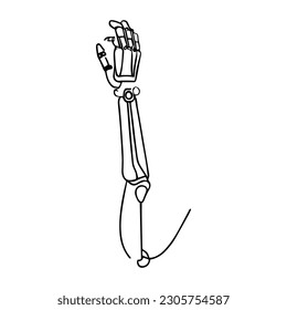 Vector illustration. Minimalism. Robot hand. Prosthetic human hand.