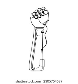 Vector illustration. Minimalism. Robot hand. Prosthetic human hand.