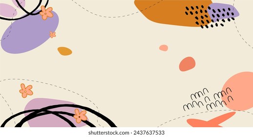 Vector illustration. Minimalism. Trendy Spring floral elements square templates. Suitable for social media posts, mobile apps, cards, invitations, banners design and ads. Drawn cartoon art style.