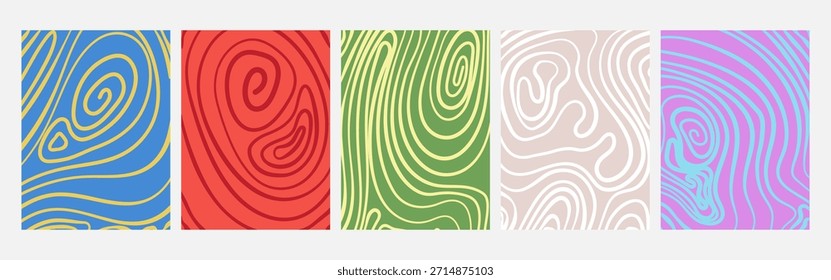 Vector illustration. Minimalist abstract lines. Modern design elements for poster, cover, magazine, flyer. Simple wooden texture in flat style with pastel colors. Retro 60s-70s vintage graphic