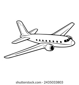 Vector illustration of a minimalist airplane outline icon, ideal for web and graphic projects.