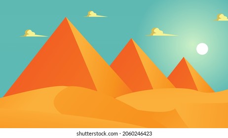 Ilustración vectorial. Fondos minimalistas. Concepto plano. 
Vista del desierto