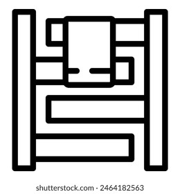 Vector illustration of a minimalist bunk bed icon in black and white, suitable for various design uses