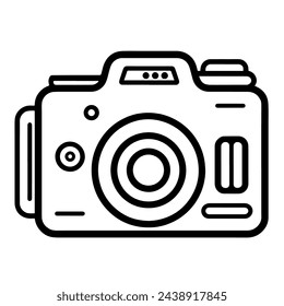 Vector illustration of a minimalist camera outline icon, ideal for digital projects.