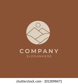 vector illustration of minimalist circle mountain logo perfect for outdoor company