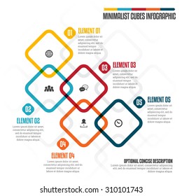 Vector illustration of minimalist cubes infographic design element.
