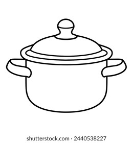 Ilustración vectorial de un icono minimalista de contorno de olla de curry, perfecto para la cocina india.