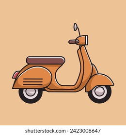 Vector illustration, minimalist design - Old turquoise scooter