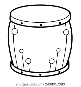 Vector illustration of a minimalist drum outline icon, ideal for percussion projects.