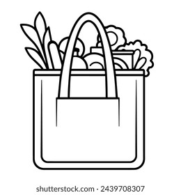 Vector illustration of a minimalist eco bag with product outline icon, perfect for green initiatives.