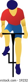 Vector illustration in a minimalist flat style of cyclist 