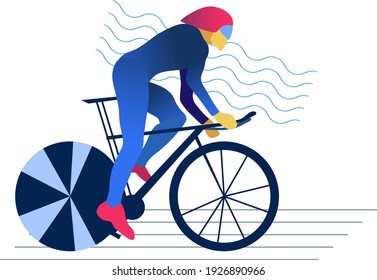 Vector illustration in a minimalist flat style of cyclist 