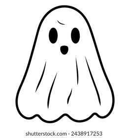 Vector illustration of a minimalist ghost outline icon, perfect for supernatural themes.