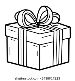 Vektor-Illustration eines minimalistischen Geschenkbox-Umrisssymbols, ideal für Projekte mit aktuellem Thema.