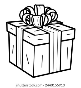 Vector illustration of a minimalist gift box outline icon, ideal for presents.