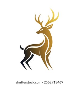 Vector Illustration of a minimalist golden deer editable project.