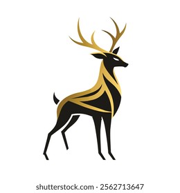 Vector Illustration of a minimalist golden deer editable project.