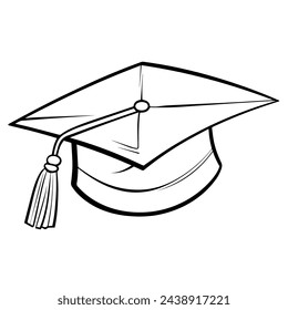 Vector illustration of a minimalist graduation cap outline icon, perfect for educational themes.