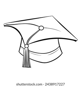 Vector illustration of a minimalist graduation cap outline icon, perfect for educational themes.