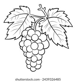 Vector illustration of a minimalist grape outline icon, perfect for culinary projects.