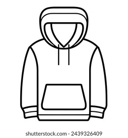 Vector illustration of a minimalist hoodie outline icon, perfect for casual wear projects.