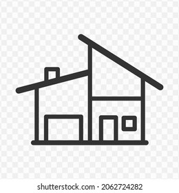 Vector illustration of minimalist house icon in dark color and transparent background(png).