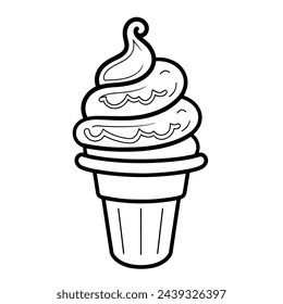 Vector illustration of a minimalist ice cream outline icon, perfect for sweet treats.