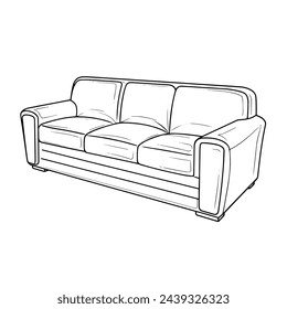 Vector illustration of a minimalist leather sofa outline icon, ideal for furniture projects.