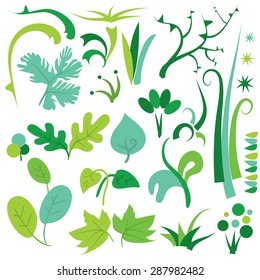 Vector illustration of minimalist leaves and plant life.