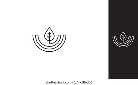 vector illustration of minimalist line leaf logo. good for healthy industry, health food, health product, eco-energy and nature medical.