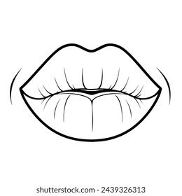 Vector illustration of minimalist lips outline icon, perfect for cosmetic projects.