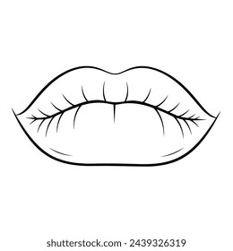 Ilustración vectorial de labios minimalistas con un icono de contorno, perfecto para proyectos cosméticos.