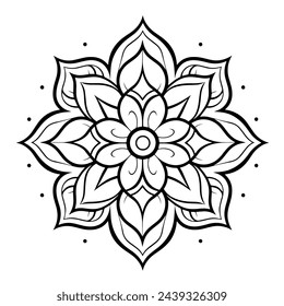 Vector illustration of a minimalist mandala outline icon, ideal for decorative projects."